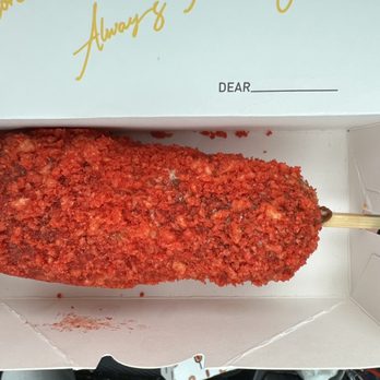 Mochinut - Rochester - Hot cheeto half an half corndog - Desserts Near Me - Rochester, New York Mochinut - Rochester - Hot cheeto half an half corndog - Desserts Near Me - Rochester, New York