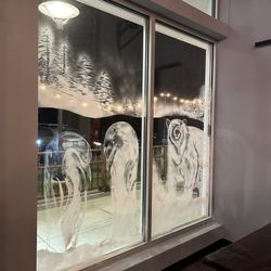 Salut Wine Bar - Winter wonderland windows!