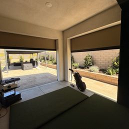 Interior view of shades partially closed