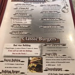 Briar Patch - One page of the menu