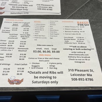 Dawu Cafe - Menu - Comfort Food Near Me - Leicester, Massachusetts
