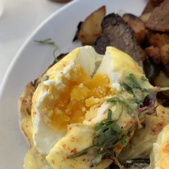 Cafe Topes - Overcooked egg in Crack 'n Benedict - Coffee & Tea Near Me - Carlsbad, California