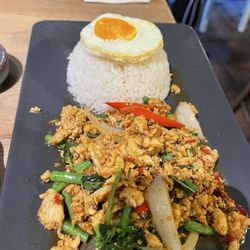Eat Aroi Thai - Pad krapow chicken with fried egg ( comes with jasmine rice)