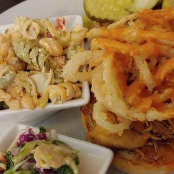 Sundae Cafe - The special of the day was smoked BBQ sandwich with coleslaw and I had the pasta salad on the side. It was amazing! - Seafood Near Me - Tybee Island, Georgia