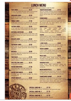 Menu photo 1 Atzimba Mexican Restaurant Selmer, TN