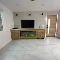Abraham Chimney Sweep - White oak cabinets electric fireplace