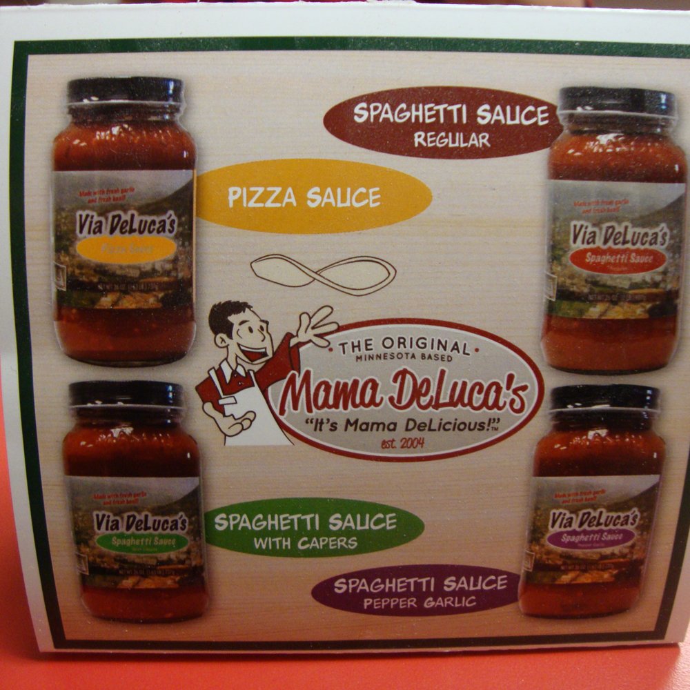 Mama DeLuca's Pizzeria - Four signature sauces - available for purchase in jars. - Pizza Near Me - Nowthen, Minnesota Mama DeLuca's Pizzeria - Four signature sauces - available for purchase in jars. - Pizza Near Me - Nowthen, Minnesota