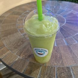Green apple smoothie with lychee jelly