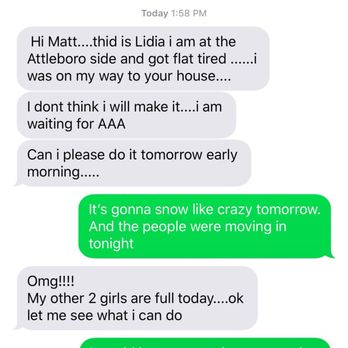 Lidia's Cleaning Services - Scheduled a cleaning yesterday with Lidia for today at 2pm. Received this text at 1:58pm saying she couldn't make it. Thanks! - Home Cleaning Near Me Lidia's Cleaning Services - Scheduled a cleaning yesterday with Lidia for today at 2pm. Received this text at 1:58pm saying she couldn't make it. Thanks! - Home Cleaning Near Me