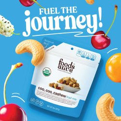Foods Alive - Coo, Coo, Cashew Trail Mix. This mix of creamy cashews and our sweet 'n puckery 3-berry blend is sure to please all your tasty buds!