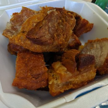 Delicias Restaurant - half a strip of fried pork belly for $5 Delicias Restaurant 9/2019 - Latin American Near Me - Boston, Massachusetts Delicias Restaurant - half a strip of fried pork belly for $5 Delicias Restaurant 9/2019 - Latin American Near Me - Boston, Massachusetts