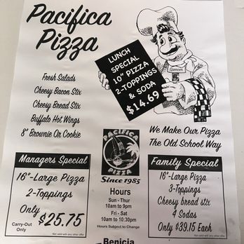 Pacifica Pizza - Family special three toppings - Pizza Near Me - Benicia, California Pacifica Pizza - Family special three toppings - Pizza Near Me - Benicia, California