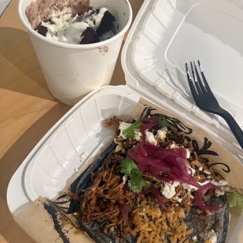 Corazon Cocina - Mole Taco with Plantain & Black Beans Combo - Mexican Near Me - Santa Barbara, California