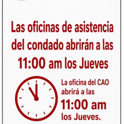 Lancaster County Assistance Office - Oficina abre a las 11 am los Jueves