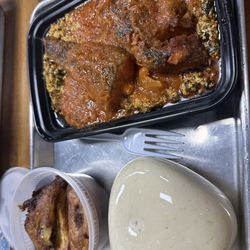 T's Buka - Egusi with fish and plantains