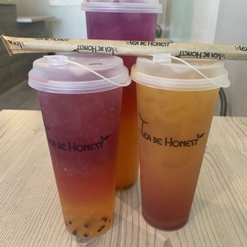 Tea Be Honest - Galaxy passion fruit drink with passion fruit boba & strawberry sunrise & large galaxy passion fruit - Coffee & Tea Near Me - Moreno Valley, California Tea Be Honest - Galaxy passion fruit drink with passion fruit boba & strawberry sunrise & large galaxy passion fruit - Coffee & Tea Near Me - Moreno Valley, California