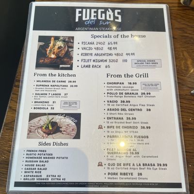 Menu photo 3 Fuegos del Sur Doral, FL Menu photo 3 Fuegos del Sur Doral, FL