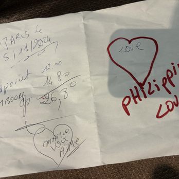 La Petite Rose des Sables - Handwritten bill with love note. - French Near Me - Paris, 75 La Petite Rose des Sables - Handwritten bill with love note. - French Near Me - Paris, 75