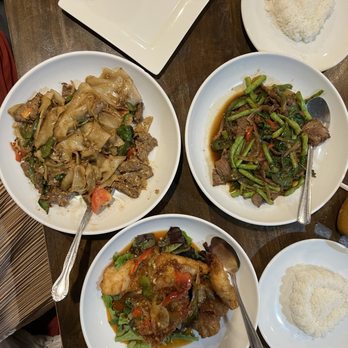 NUA Thai - Triple Flavor Fish; Drunken Noodle (Pad Kee Mao); - Thai Near Me - Houston, Texas NUA Thai - Triple Flavor Fish; Drunken Noodle (Pad Kee Mao); - Thai Near Me - Houston, Texas