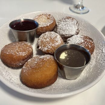 Zisters - Beignets with chocolate and raspberry sauce - Breakfast & Brunch Near Me - Elm Grove, Wisconsin Zisters - Beignets with chocolate and raspberry sauce - Breakfast & Brunch Near Me - Elm Grove, Wisconsin