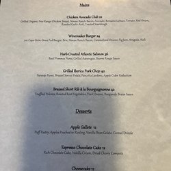Uncorked On State - Mains' Menu