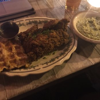 Haberdish - Chicken & waffles, with kale grits! - Southern Near Me - Charlotte, North Carolina