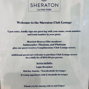 Sheraton La Jolla Hotel - Club lounge info - Hotels Near Me - La Jolla, California