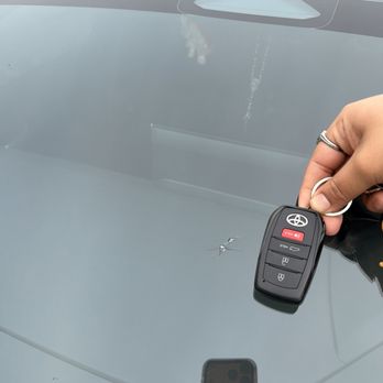 Low Cost Auto Glass - The size of the crack next to my key for comparison - Auto Glass Services Near Me - Montclair, California Low Cost Auto Glass - The size of the crack next to my key for comparison - Auto Glass Services Near Me - Montclair, California