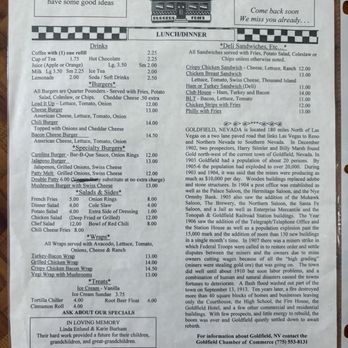 Dinky Diner - Lunch menu 9/7/2026 - Breakfast & Brunch Near Me - Goldfield, Nevada Dinky Diner - Lunch menu 9/7/2026 - Breakfast & Brunch Near Me - Goldfield, Nevada