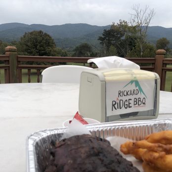 Rickard Ridge BBQ - Platter & a view! - Barbeque Near Me - Caryville, Tennessee