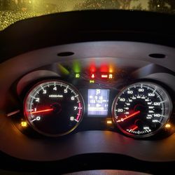 San Francisco Auto Works - Dashboard on my 2016 Subaru Impreza with 106k miles. Nearly every warning light is on.