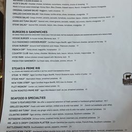 Dinner menu Dinner menu