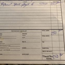 Roman Mazurek Shell Service Station - My "bill"