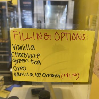 Beard Papa’s - Filling options - Desserts Near Me - Pasadena, California