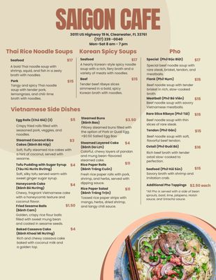 Menu photo 8 Saigon Cafe Clearwater, FL
