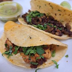 Pollo and asada tacos. Excellent.