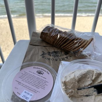 Carlson's Fishery - Smoked salmon dip $10 and crackers $3.50 - Seafood Markets Near Me - Leland, Michigan
