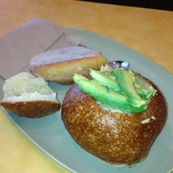 Panera Bread - Sourdough bread bowl with chicken noodle soup and avocado - Sandwiches Near Me - Walnut, California Panera Bread - Sourdough bread bowl with chicken noodle soup and avocado - Sandwiches Near Me - Walnut, California