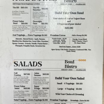 Bowl Bistro 99 - Menu - Salad Near Me - Kingsburg, California Bowl Bistro 99 - Menu - Salad Near Me - Kingsburg, California