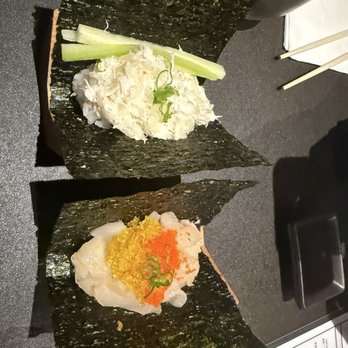Matsunori Handroll Bar - Blue Crab Handroll Spicy Scallop Handroll - Sushi Bars Near Me - Queens, New York Matsunori Handroll Bar - Blue Crab Handroll Spicy Scallop Handroll - Sushi Bars Near Me - Queens, New York