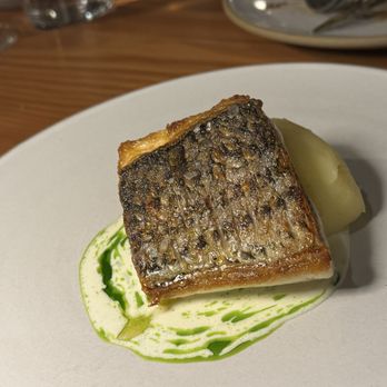 Olive & Rose - Wild striped bass with brandade and pommes puree - French Near Me - Long Beach, California Olive & Rose - Wild striped bass with brandade and pommes puree - French Near Me - Long Beach, California