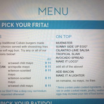 Frita Batidos - Frita menu - Cuban Near Me - Ann Arbor, Michigan