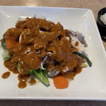Thai Fusion Restaurant - Pra Ram with Chicken. Peanut sauce with mixed vegetables. Request sauce be incorporated with the chicken and vegetables. - Seafood Near Me - Murrells Inlet, South Carolina Thai Fusion Restaurant - Pra Ram with Chicken. Peanut sauce with mixed vegetables. Request sauce be incorporated with the chicken and vegetables. - Seafood Near Me - Murrells Inlet, South Carolina