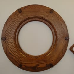 River Mill Woods - This custom frame was inspired by a piece of equipment found in a grist mill. This frame is made of red oak with walnut acce...