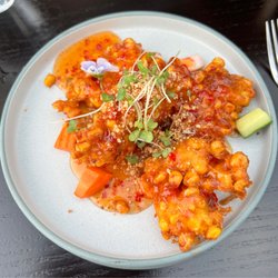 Chaophraya Edinburgh - Sweetcorn Cakes. Way too sweet. Too much sauce.