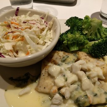Bonefish Grill - Rockefeller fish special with Cole slaw and broccoli - Seafood Near Me - Paramus, New Jersey