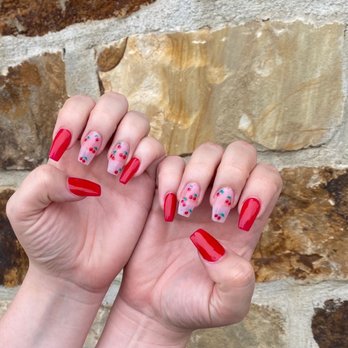 K Nails - Awkward hands! Tony did such an amazing job! I've never been so happy leaving a nail shop. Lily painted on the cherries. - Nail Salons Near Me - Van Buren, Arkansas