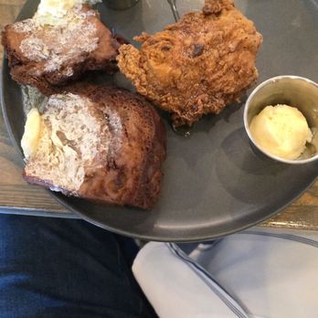 Farm And Oak - Fried chicken and bread pudding french toast. Holly cow this is wonderful!!! - Southern Near Me - Henrico, Virginia