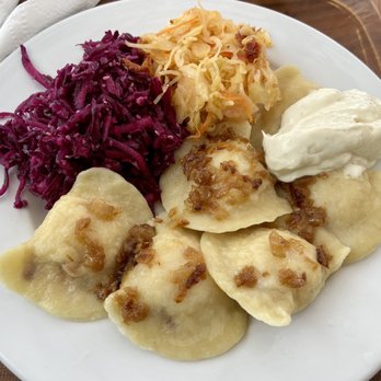 Vega Bar Wegański - Pierogi Ukrainski with salads - Vegan Near Me - Wrocław, DS