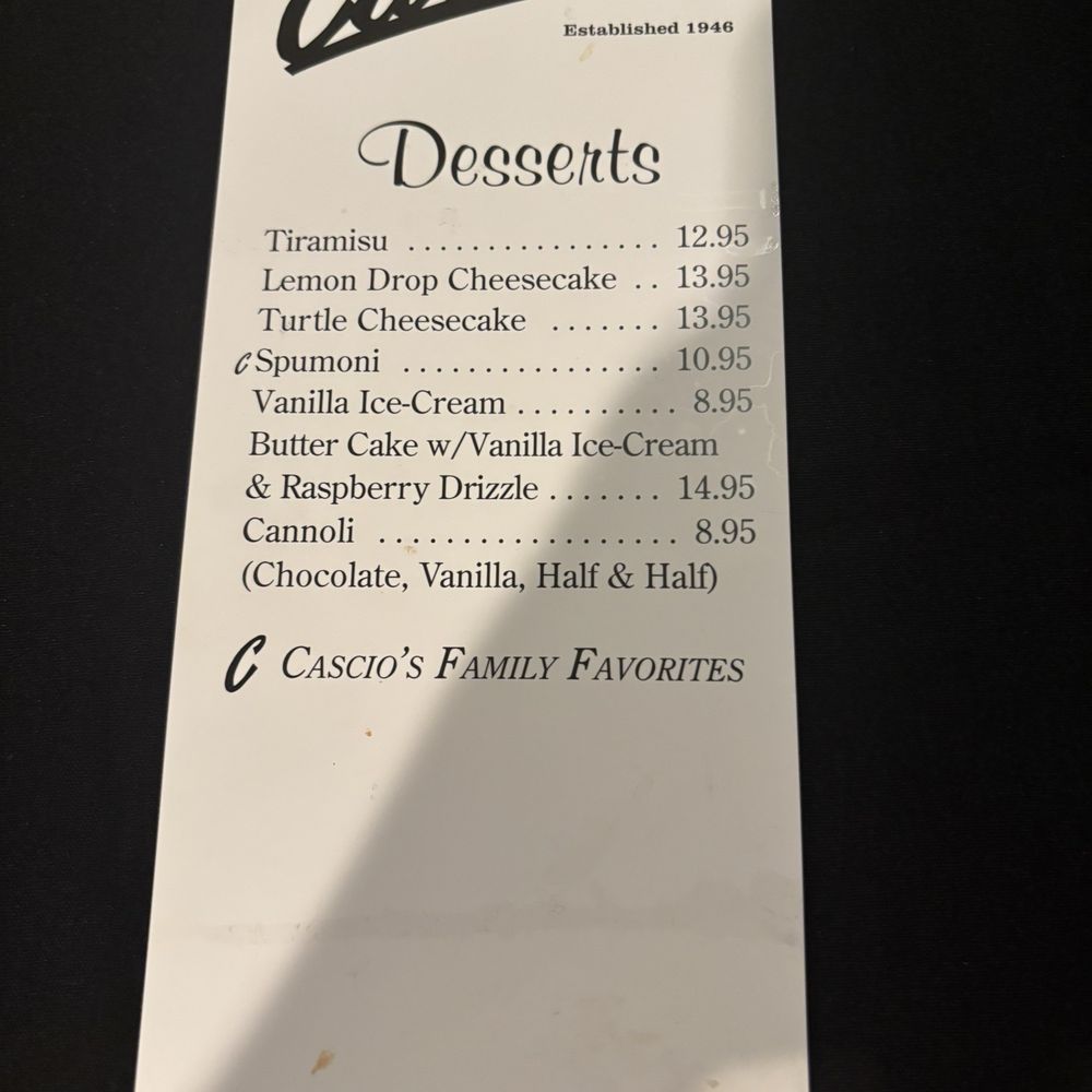 Desert menu Desert menu